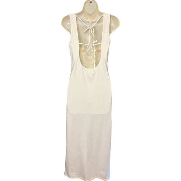 Reformation Nero Open Back Body Con Ivory Knit Midi Dress  Size Large - Picture 4 of 7